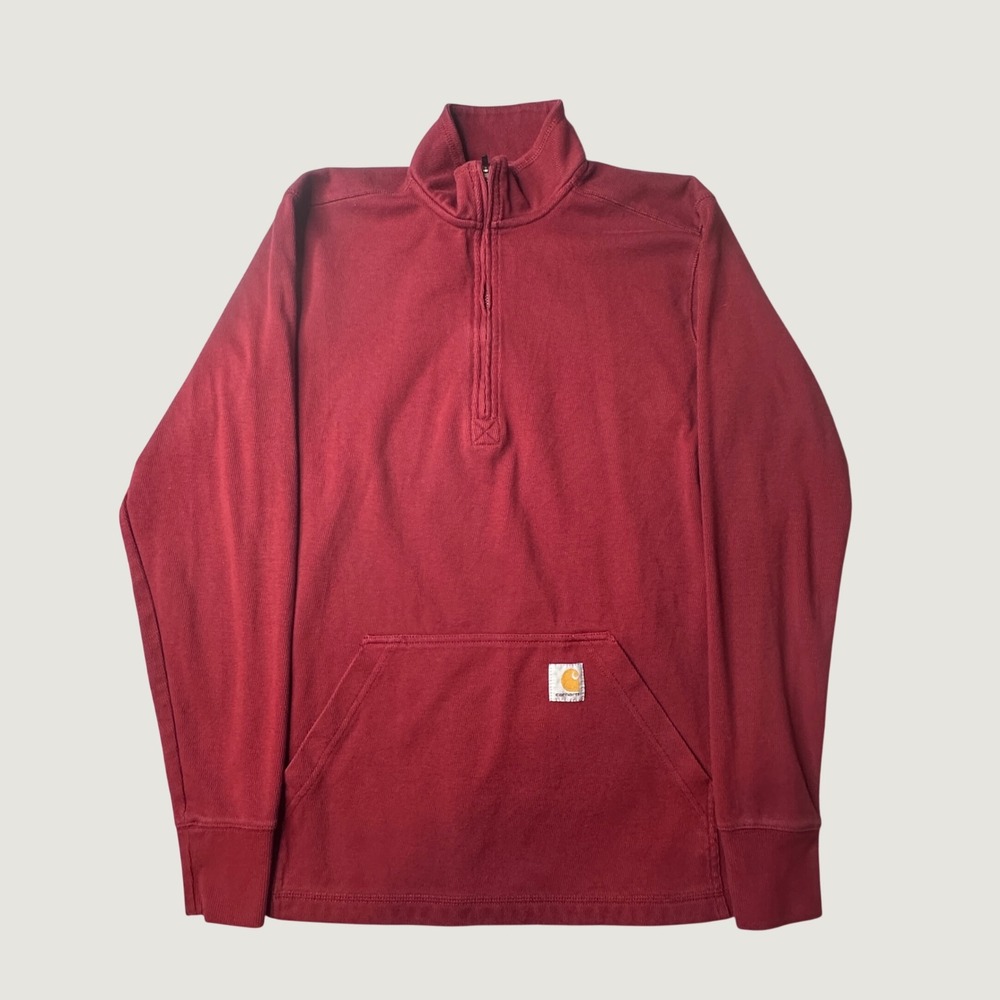 Carhartt Pullover Men S 104428 R09 Red Waffle Knit Quarter Zip Force Relaxed Fit